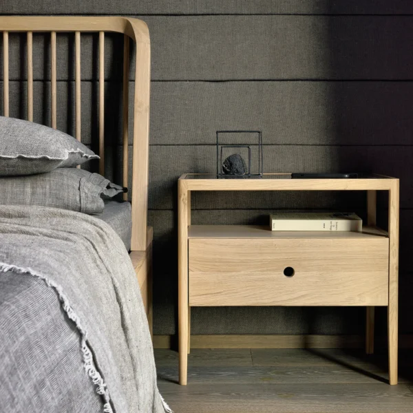 Ethnicraft Oak Spindle Bedside Table - Image 2