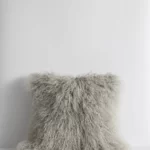 Meru Tibetan Lamb Cushion | Silver Grey