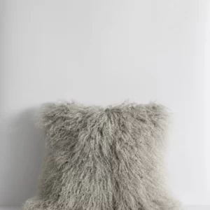 Meru Tibetan Lamb Cushion | Silver Grey