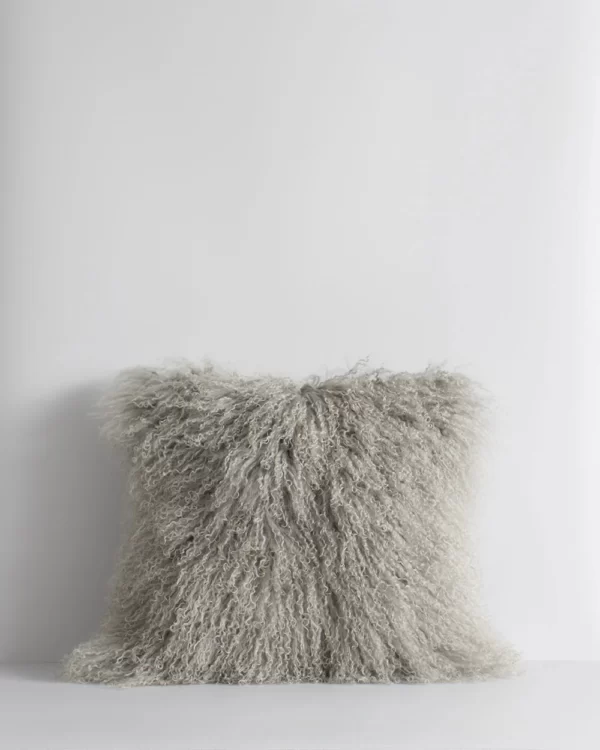 Meru Tibetan Lamb Cushion | Silver Grey