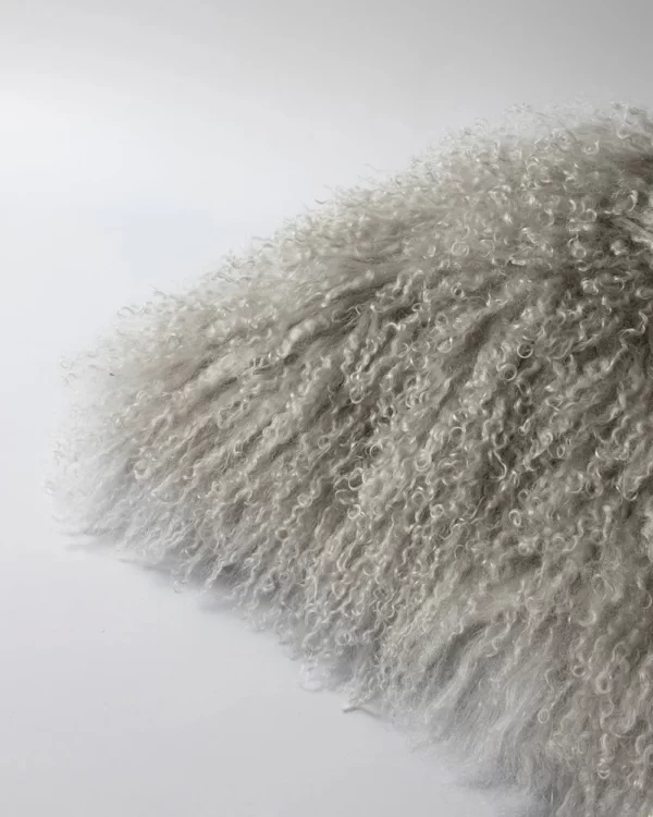 Meru Tibetan Lamb Cushion | Silver Grey - Image 2