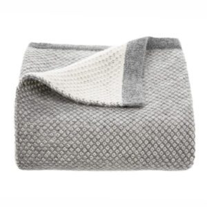 Tuwi Inti Knitted Baby Blanket in Soft Grey and Cream