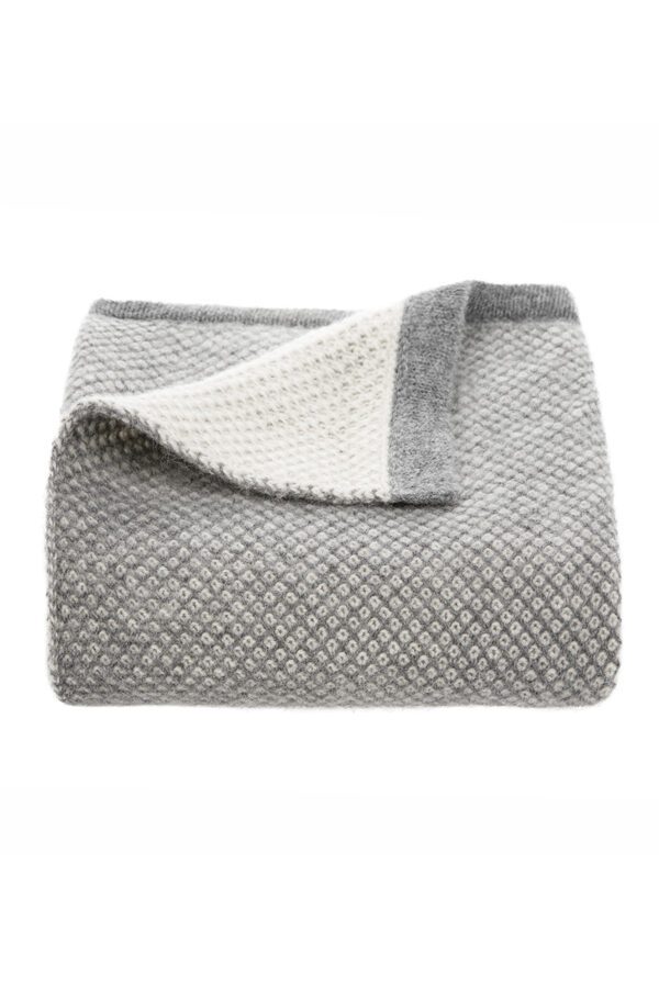 Tuwi Inti Knitted Baby Blanket in Soft Grey and Cream