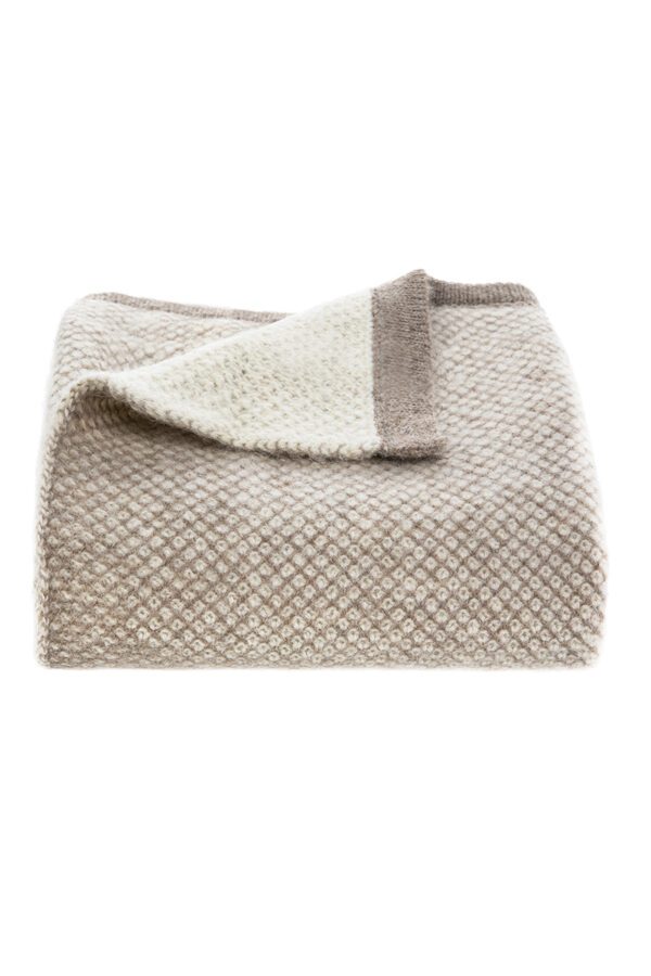 Inti Knitted Baby Blanket in Taupe and Cream