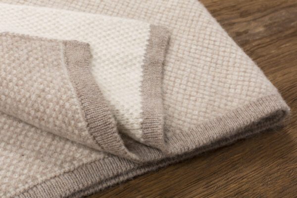 Inti Knitted Baby Blanket in Taupe and Cream - Image 3