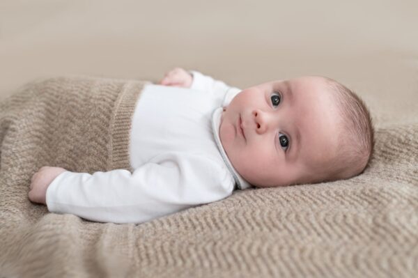 Wave Knitted Baby Blanket in Taupe - Image 4