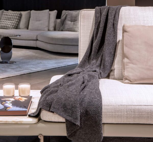 Wave Knitted Throw in Charcoal - Image 2