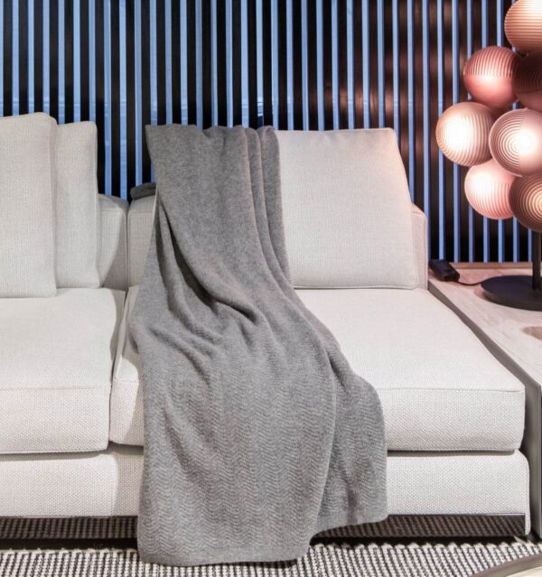 Wave Knitted Throw in Grey - Image 4